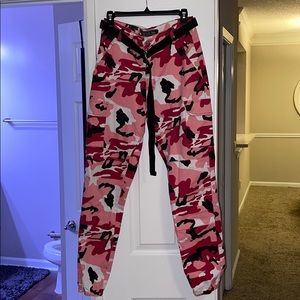 Pink camo cargo pants